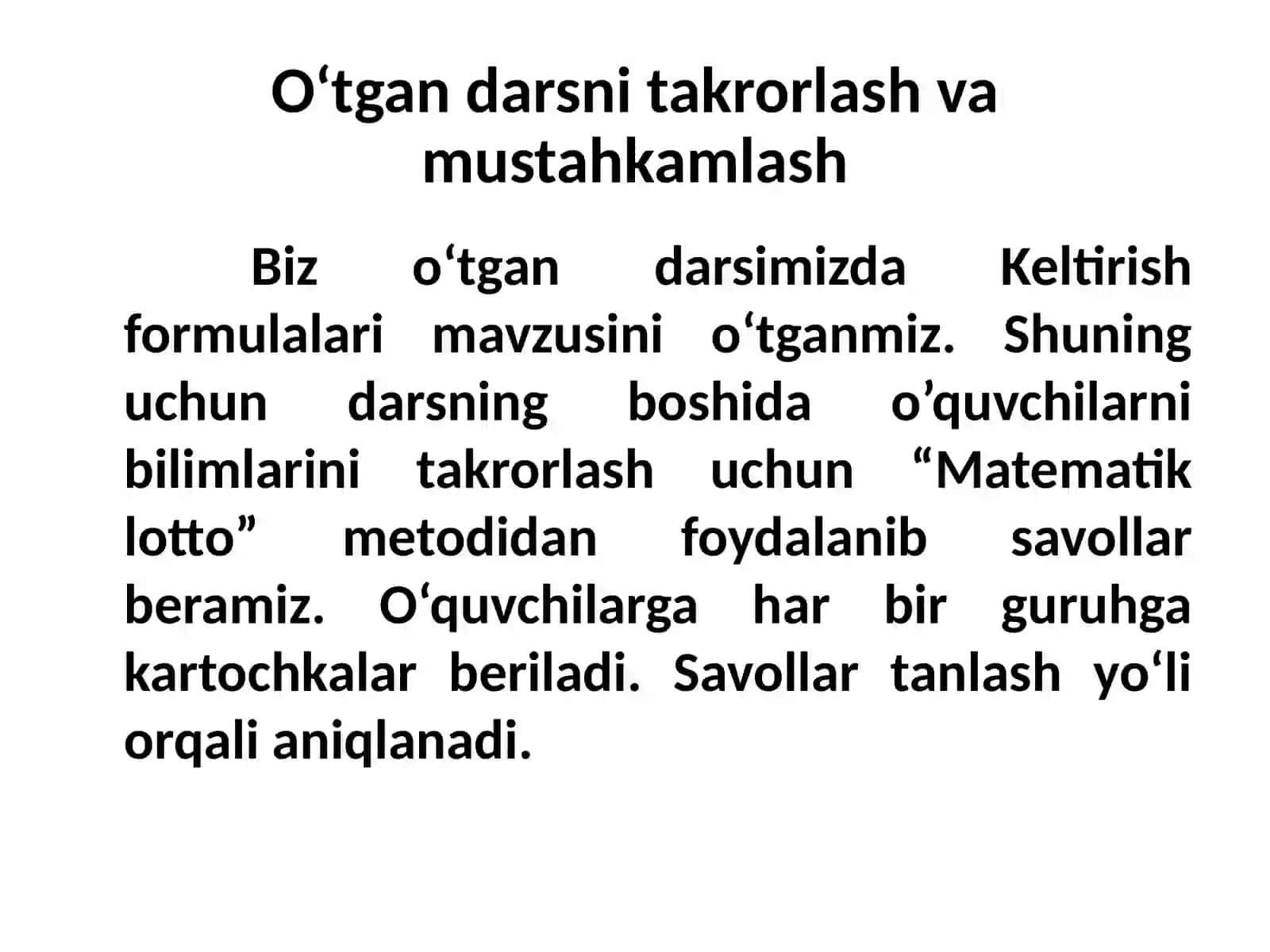 "SINUSLAR YIG‘INDISI VA AYIRMASI. KOSINUSLAR YIG‘INDISI VA AYIRMASI" MAVZUSIDA 1 SOATLIK TAYYORLAGAN OCHIQ DARSI 4