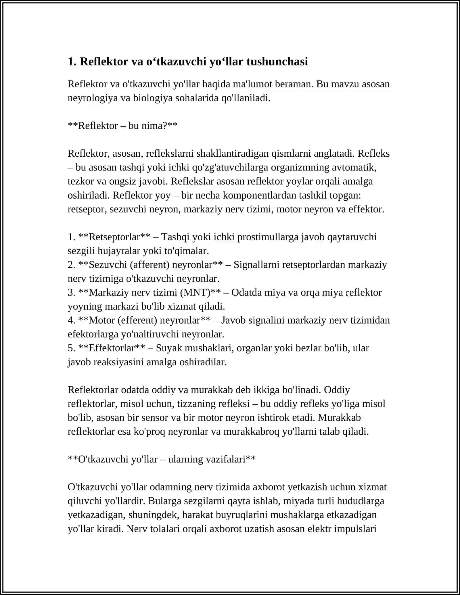 ORQA MIYANING REFLEKTOR VA O'TKAZUVCHI YO'L FAOLIYATI,TEKSHIRISH USULLARI 4