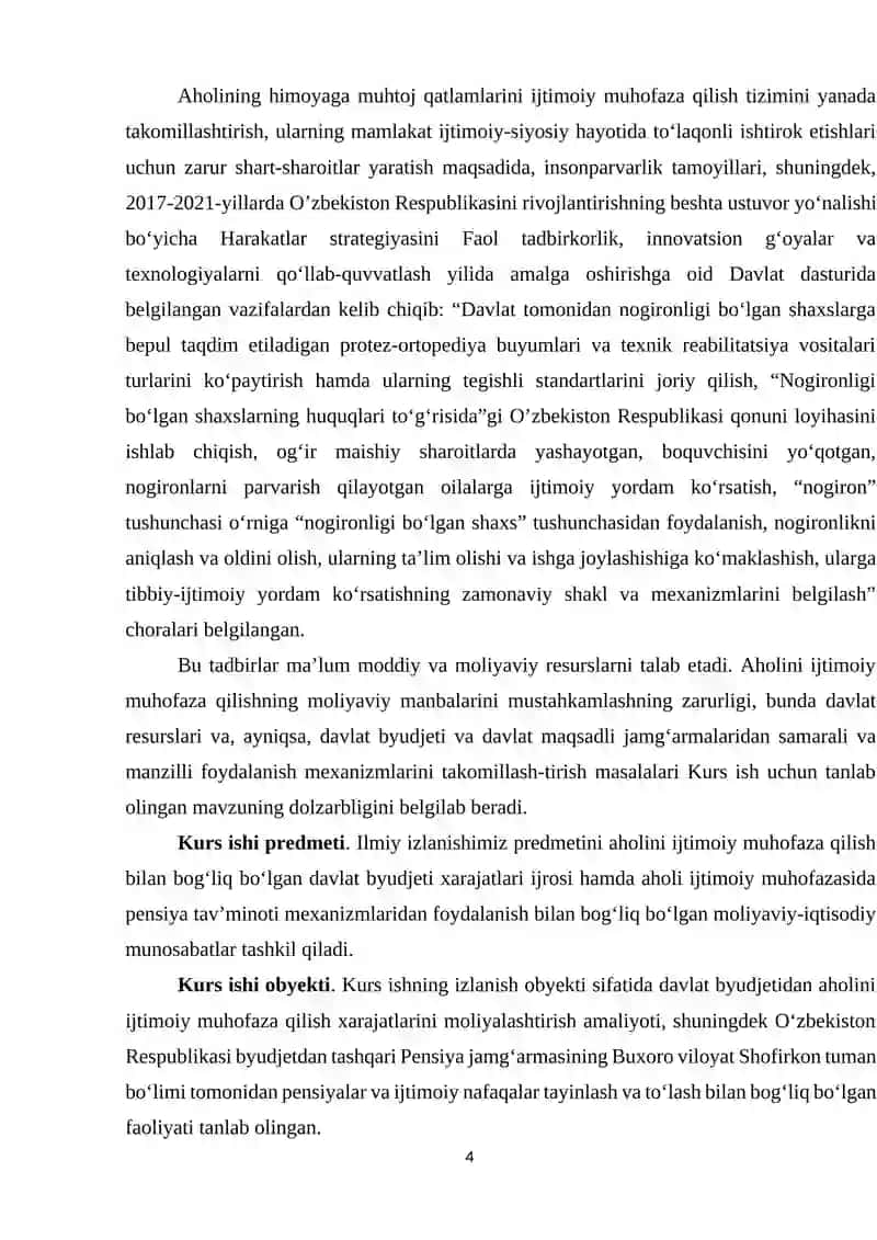 Aholini ijtimoiy himoya qilish xarajatlarini davlat byudjetidan moliyalashtirish masalalari 4