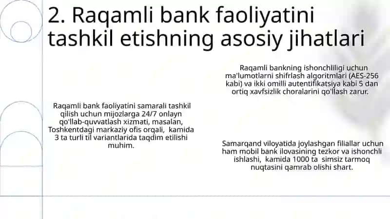 Raqamli bank faoliyatini tashkil etish xususiyatlari 4