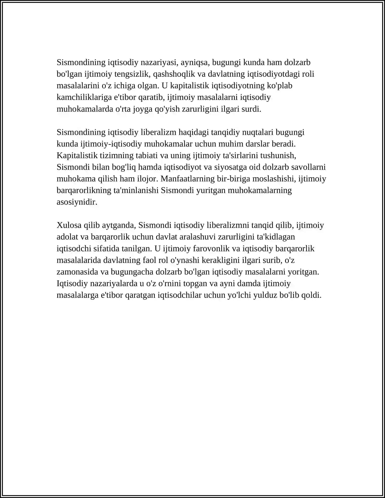 Sismondi, Prudon va Z.Rodbertus qarashlaridagi umumiylik, xususiylik 4