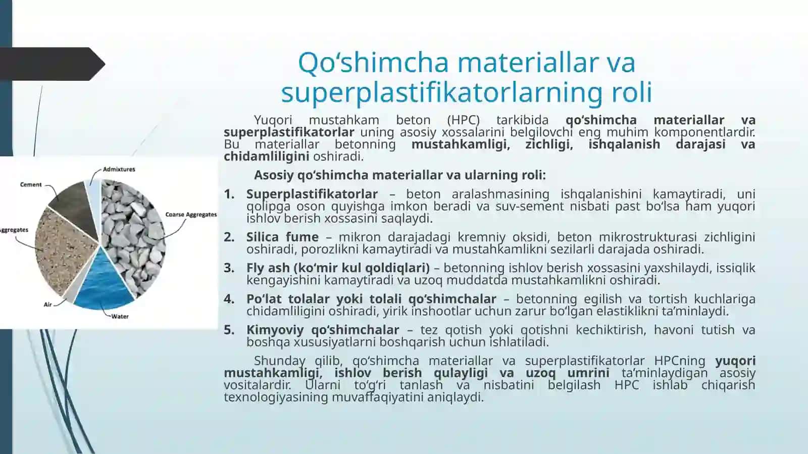 Yuqori mustahkam betonlar (HPC) olish usullari 4