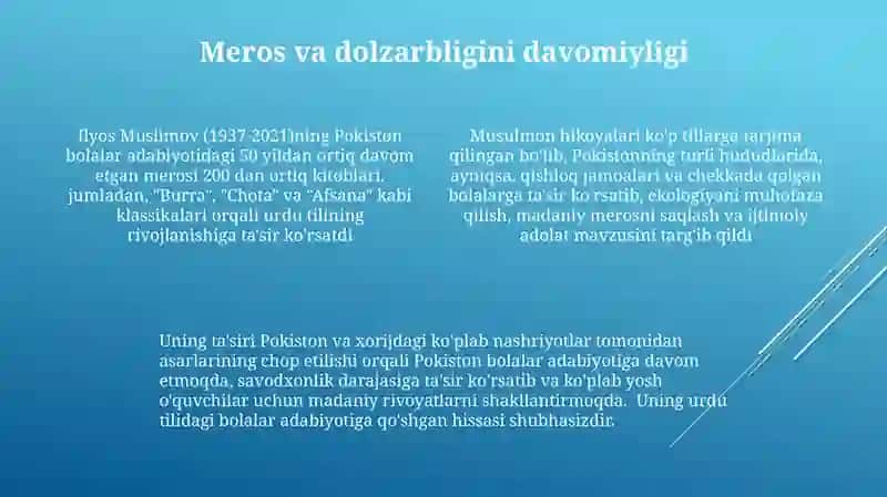 Bolalar adabiyotida Ilyos Muslimni hayoti va ijodi 4