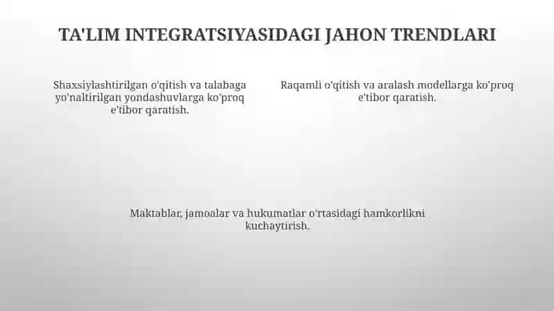 Jahon mamlakatlari ta'lim tizimining integratsiyalashuvi 4
