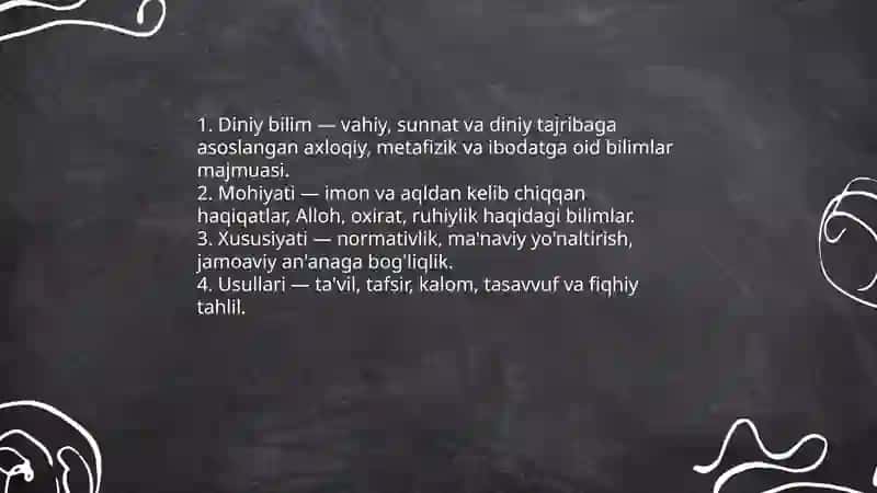 Dunyoviy va diniy bilimlarning tushunchasi 4