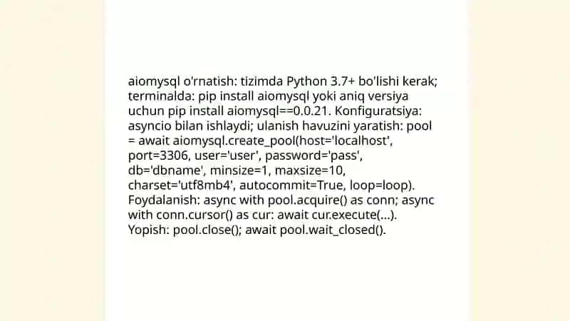 aiomysql kutubxonasi 4