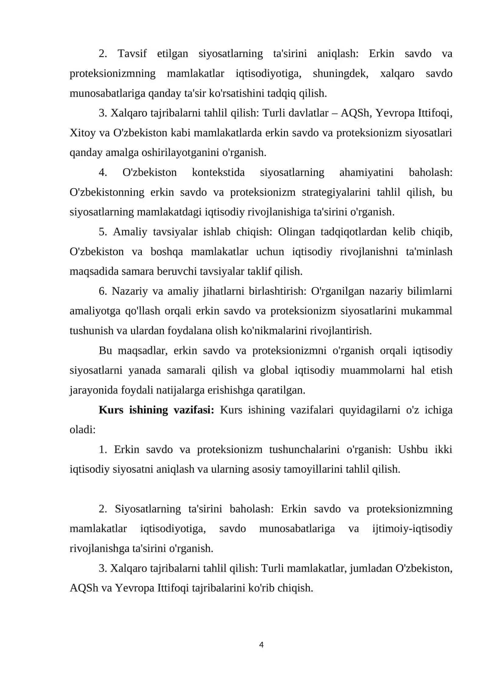 Global iqtisodiy rivojlanish fanidan KURS ISHI 4