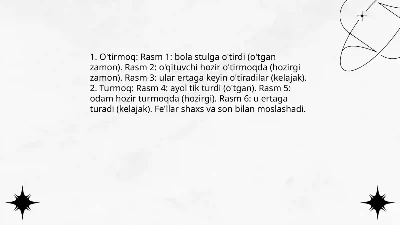 Shaxs va narsa harakatini bildirgan so‘zlar 4