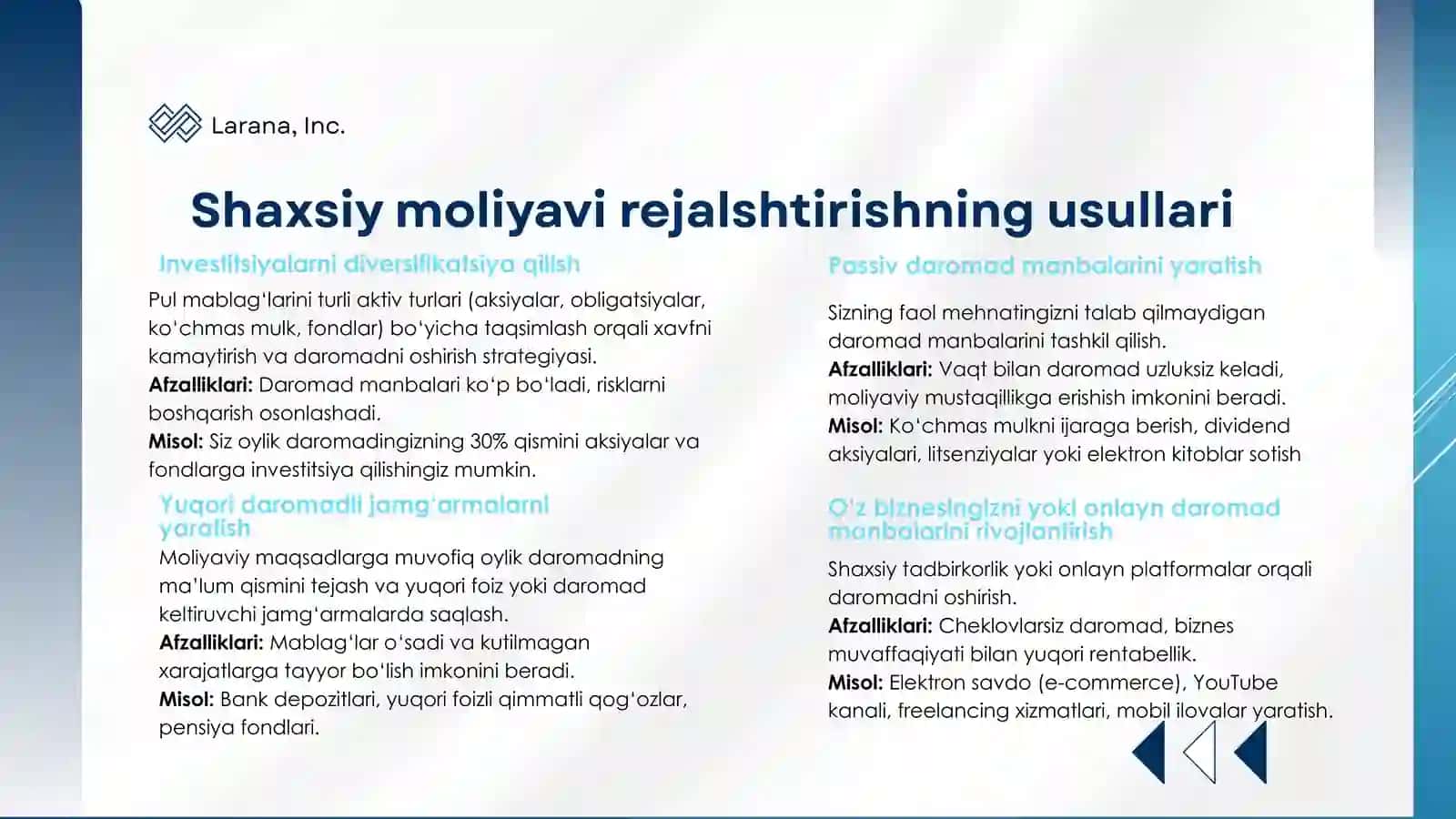 Shaxsiy moliyaviy rejalashtirish 4
