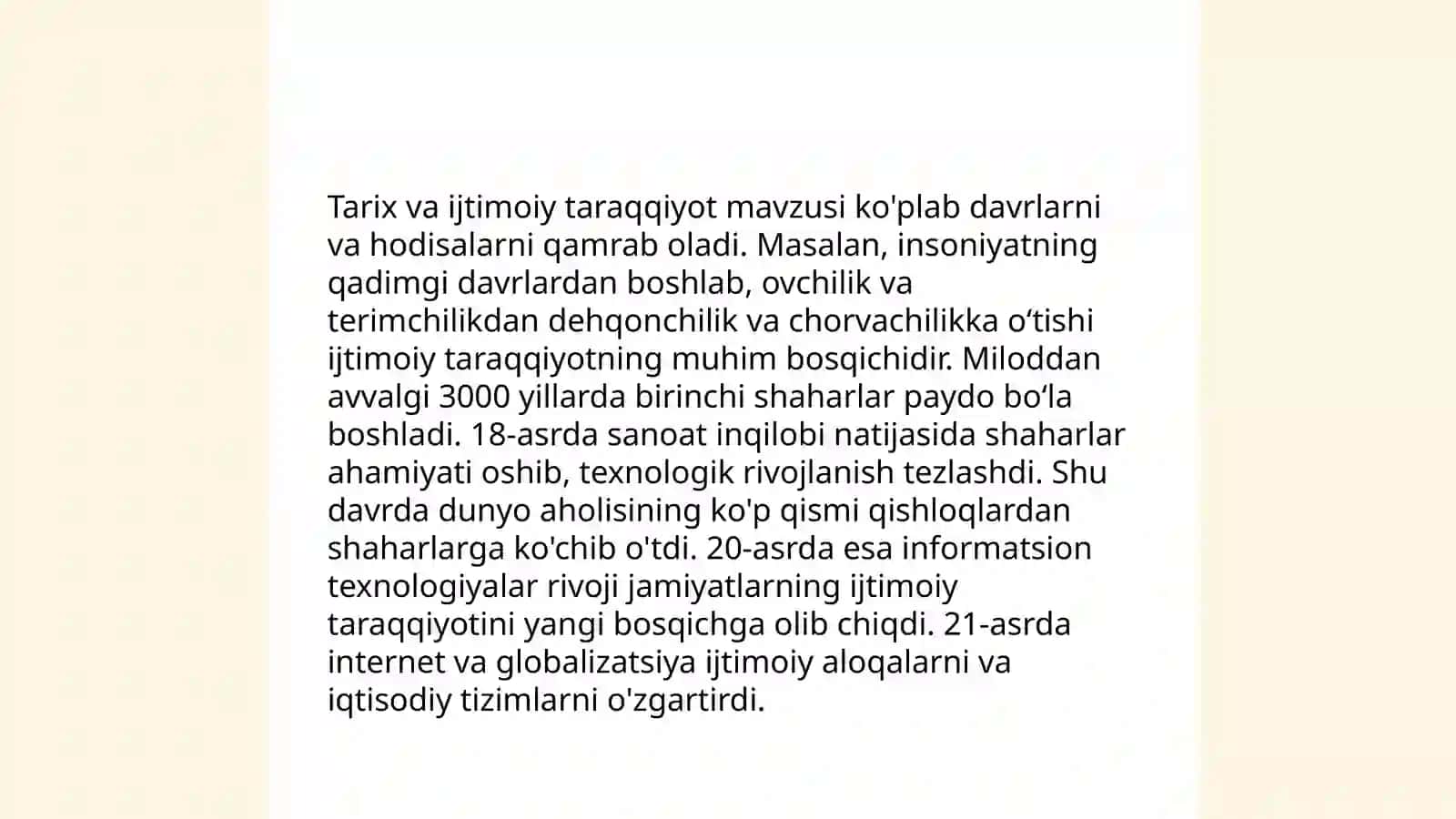 Jamiyat taraqqiyotida tarixning mazmuni yoʻnalishlari va konvestitsiyalari 4