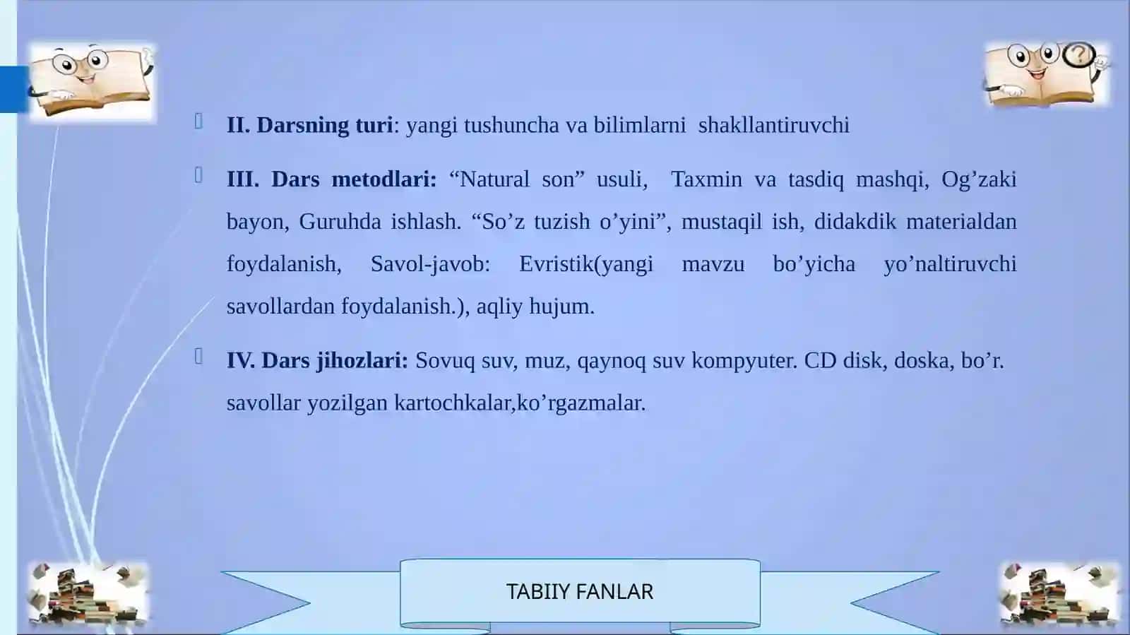 6-sinf Tabiiy fanlardan Modda tuzilishi mavzusida ochiq dars ishlanmasi 4