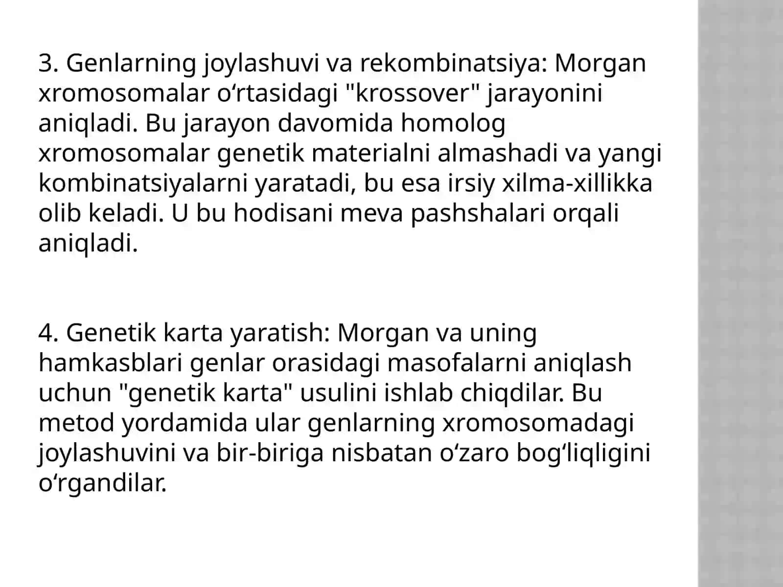 Irsiyatning xromosoma nazariyasi T.G. Morgan 4