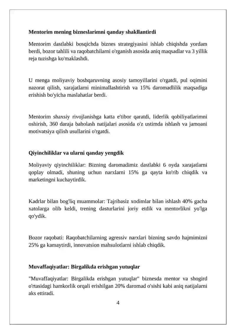 Mavzu: Mn ustaman shu orqali biznes lar yurgiza boshladim 4