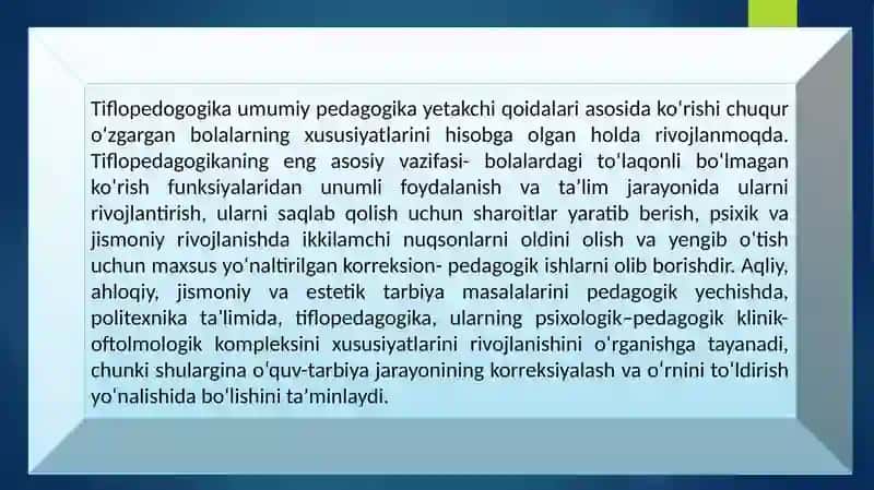 TIFLOPEDAGOGIKA FANINING PREDMETI, MAQSADI VAZIFASI VA METODLARI 4