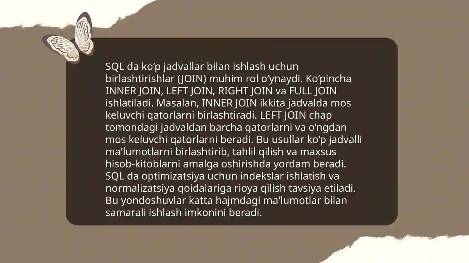 Sql tilida murakkab soʻrovlar yaratish 4