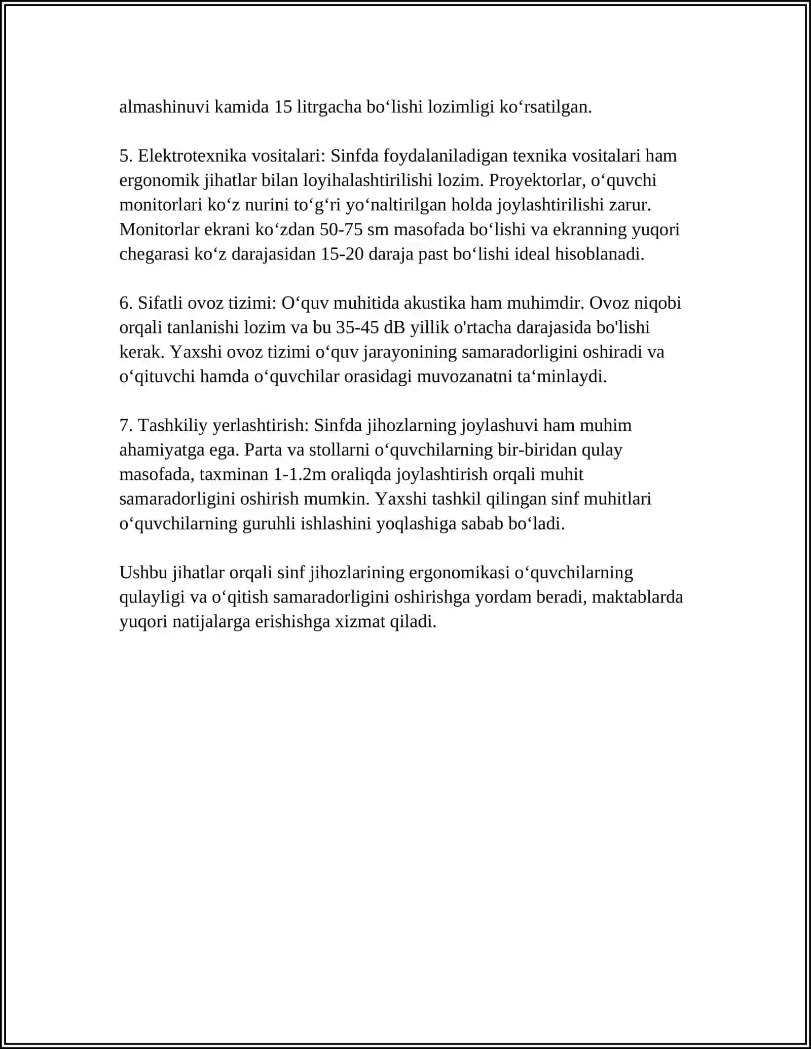 Bolalarning qad-qomatini shakllanishiga sinf va sinf jihozlarining ta'sirini o'rganish 4