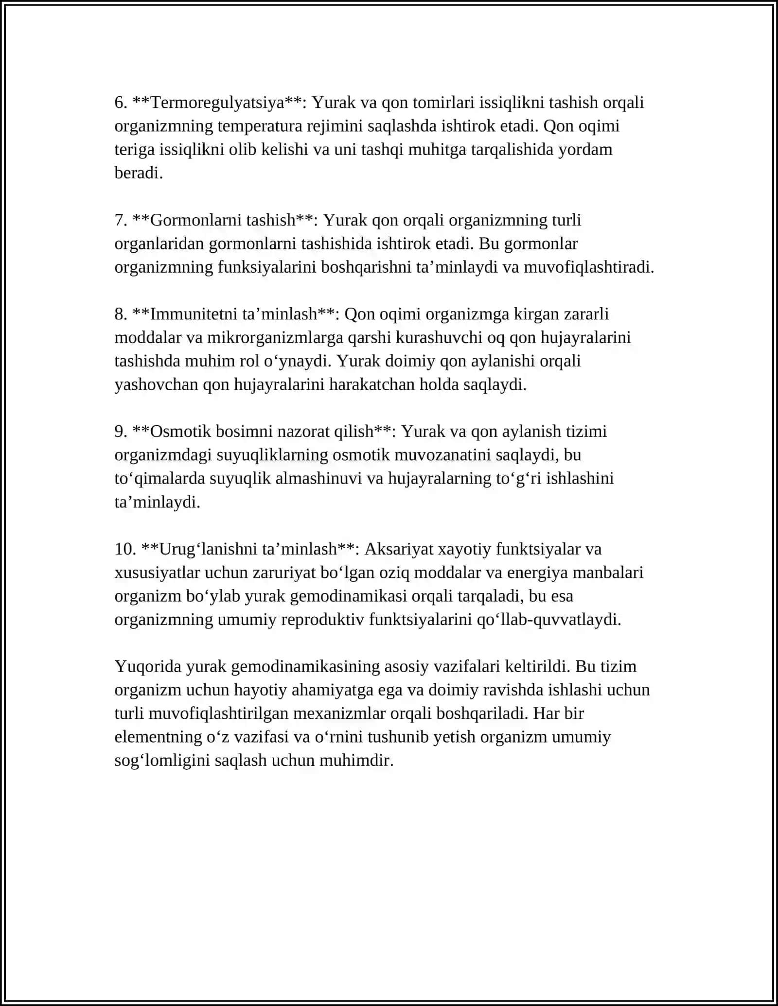 YURAK GEMODINAMIK VAZIFASI. YURAK MUSHAKLARINI O'TKAZUVCHANLIGINI O'ZGARISHINI FIZIOLOGIK ASOSI 4