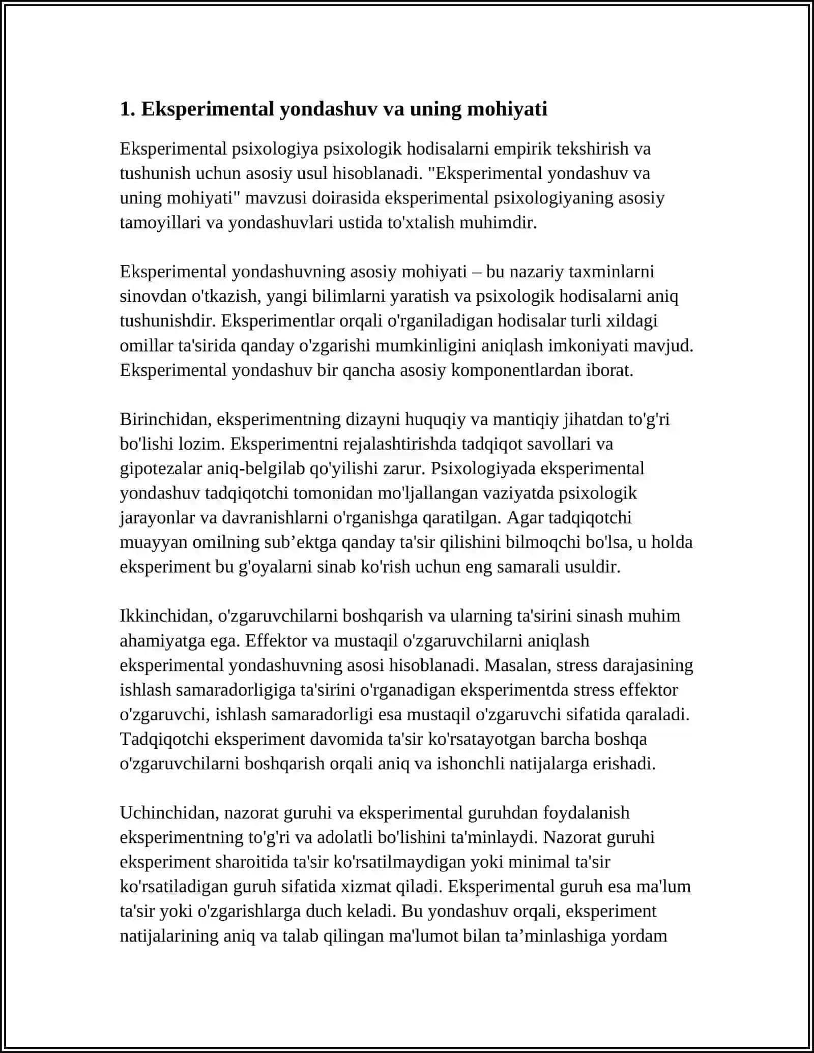 EKSPERIMENTAL PSIXALOGIYANING ASOSIY TAMOYILLARI 4