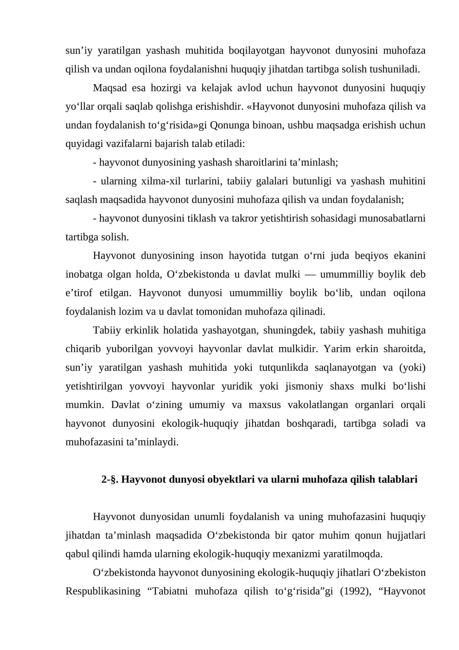 Hayvonot dunyosi obyektlari va ularni muhofaza qilish talablari 4