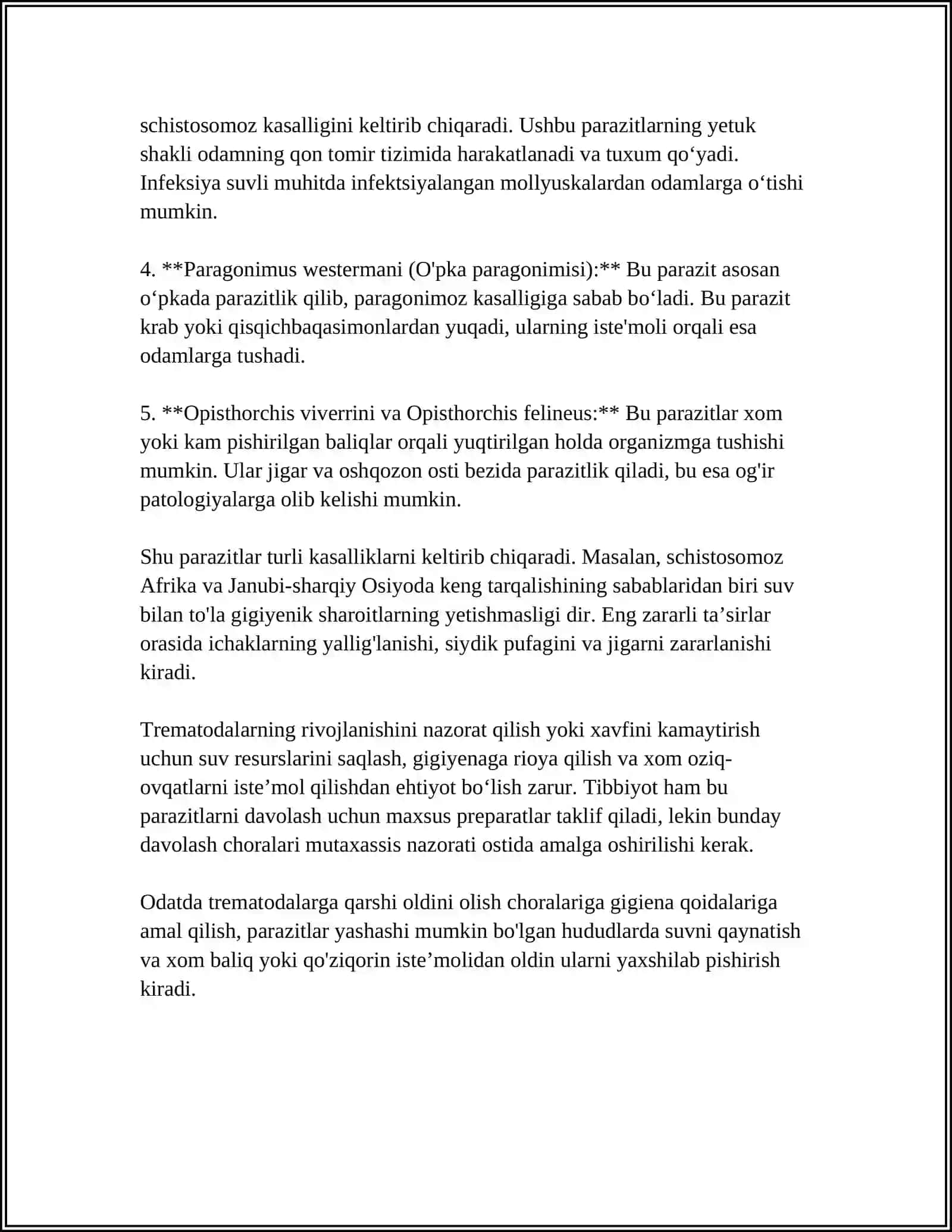 ODAMLARDA PARAZITLIK QILUVCHI SO'RG'ICHLILAR 4