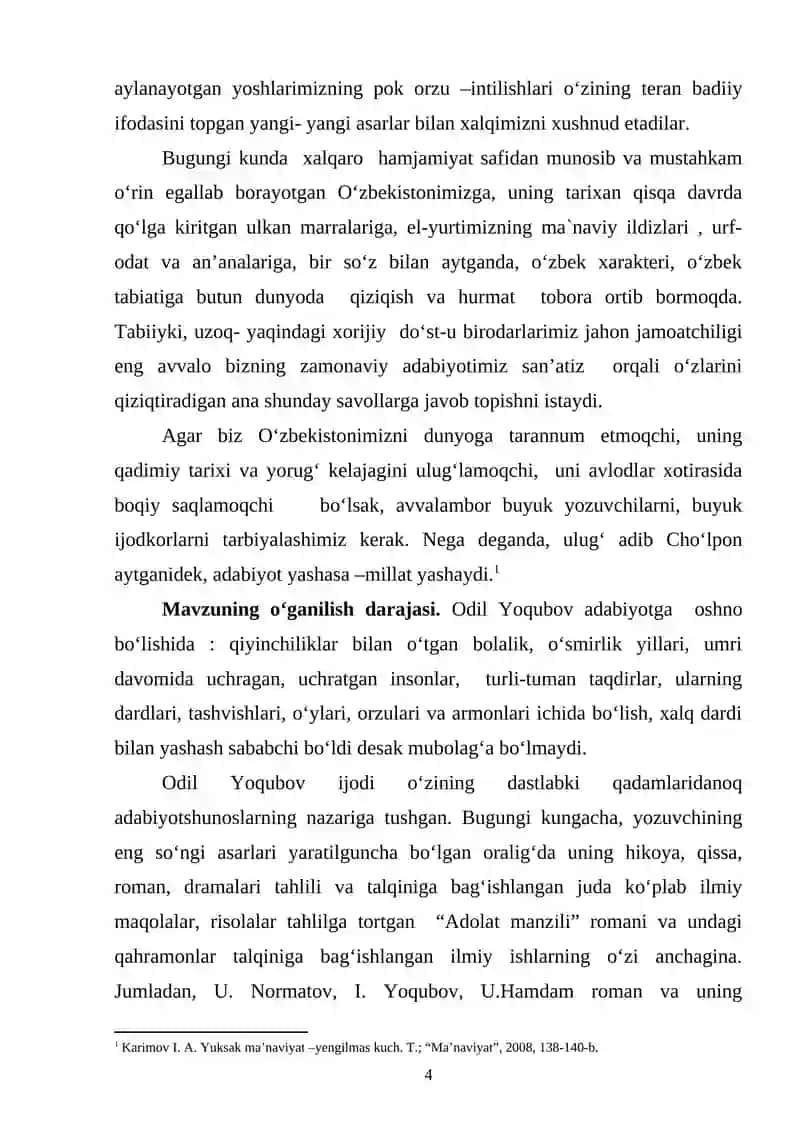 “Adolat manzili” romanida yozuvchining obraz yaratish mahorati 4