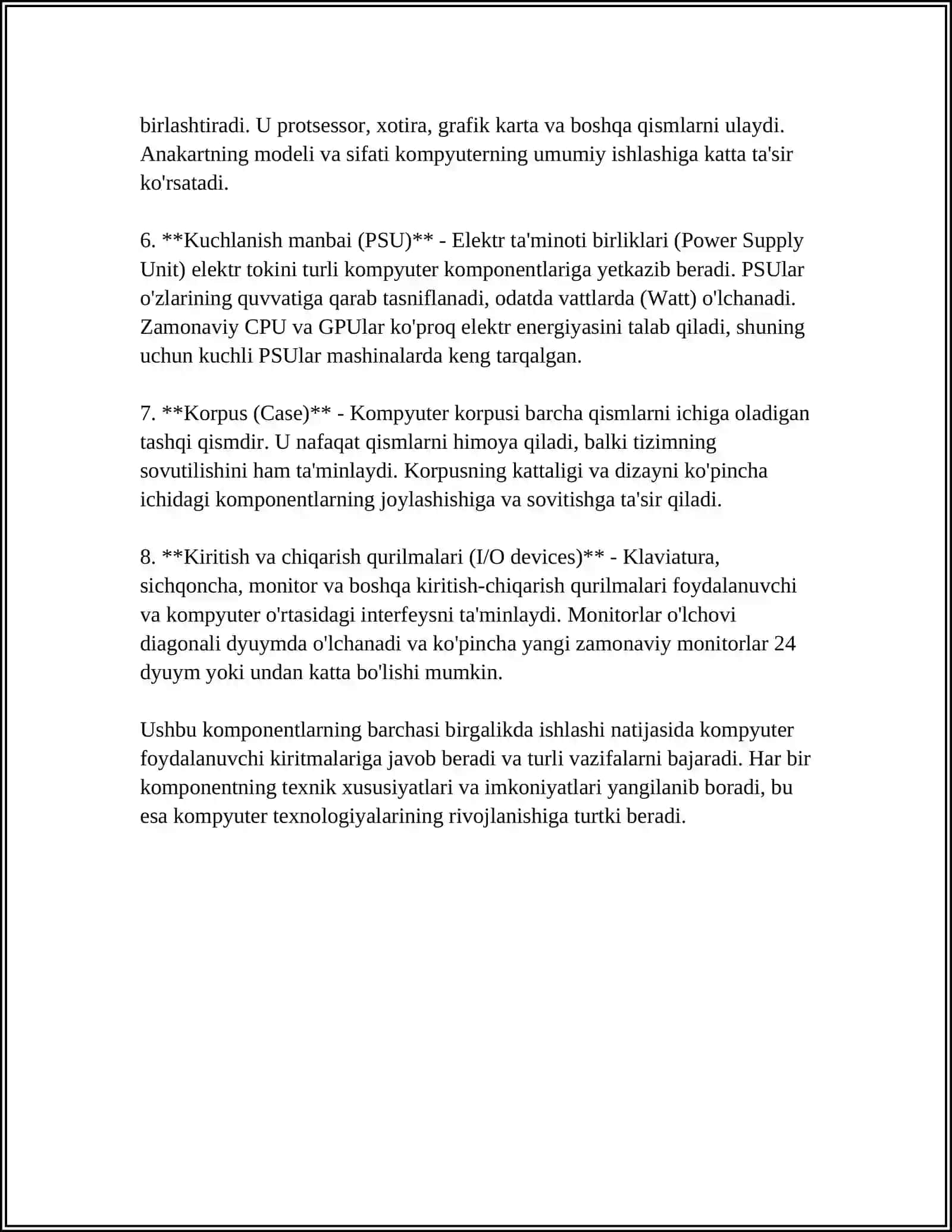 KOMPYUTERNING ASOSIY QISMLARI VA ISHLASH PRINTSIPLARI 4