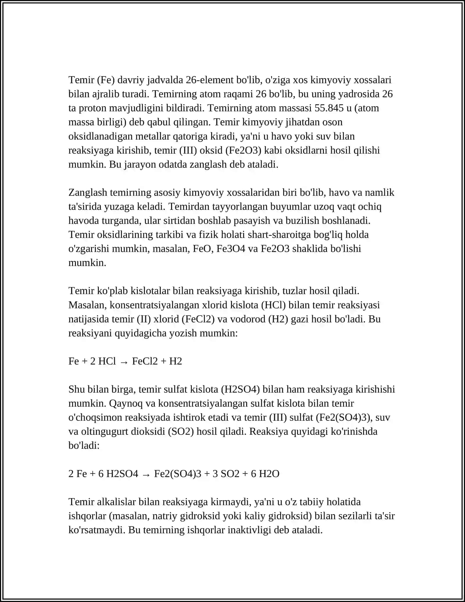 MUSTAQIL ISH Mavzu: TEMIR VA UNING QOTISHMALARI 4