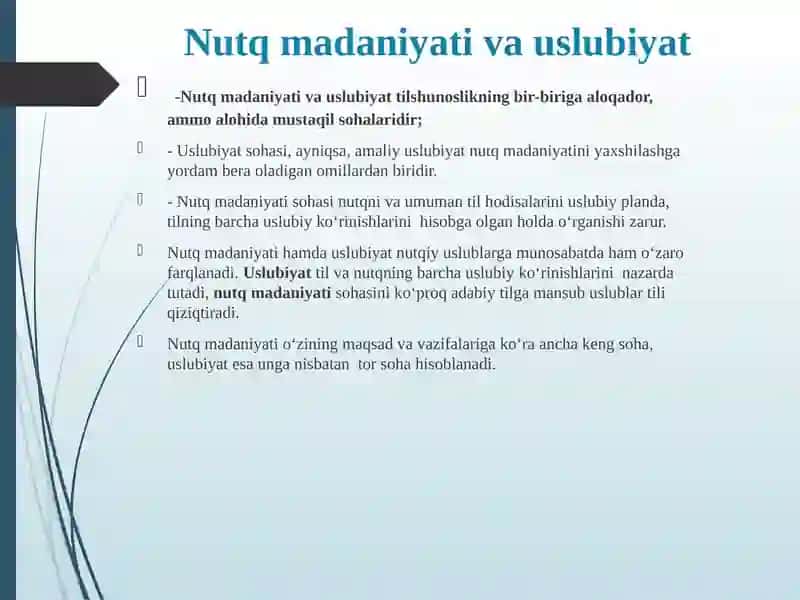 Nutq madaniyati va tilning tasviriy, uslubiy vositalari 4