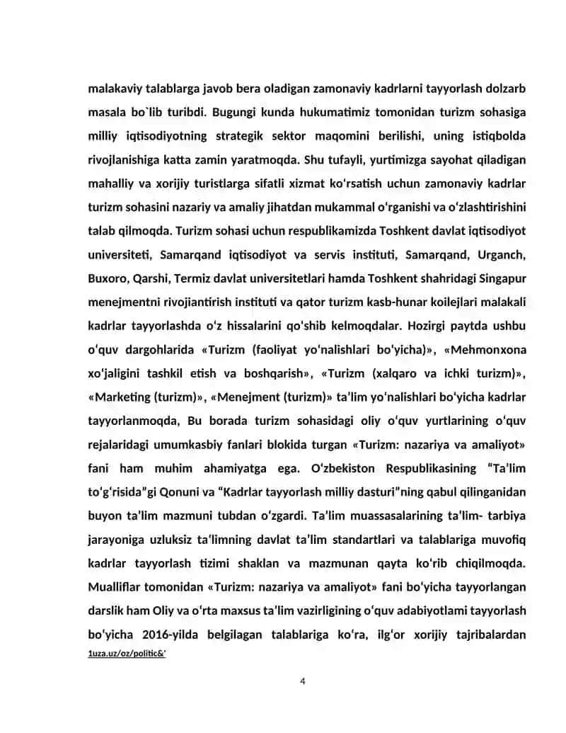 Turizmni rivojlantirish chora tadbirlari O'zbekiston misolida 4