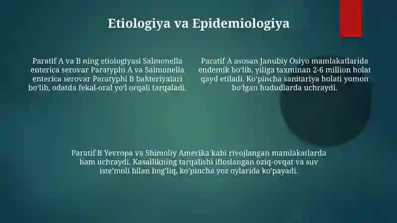 Qorin tifi va Paratif isitmalari: Etiologiya va Epidemiologiya 4