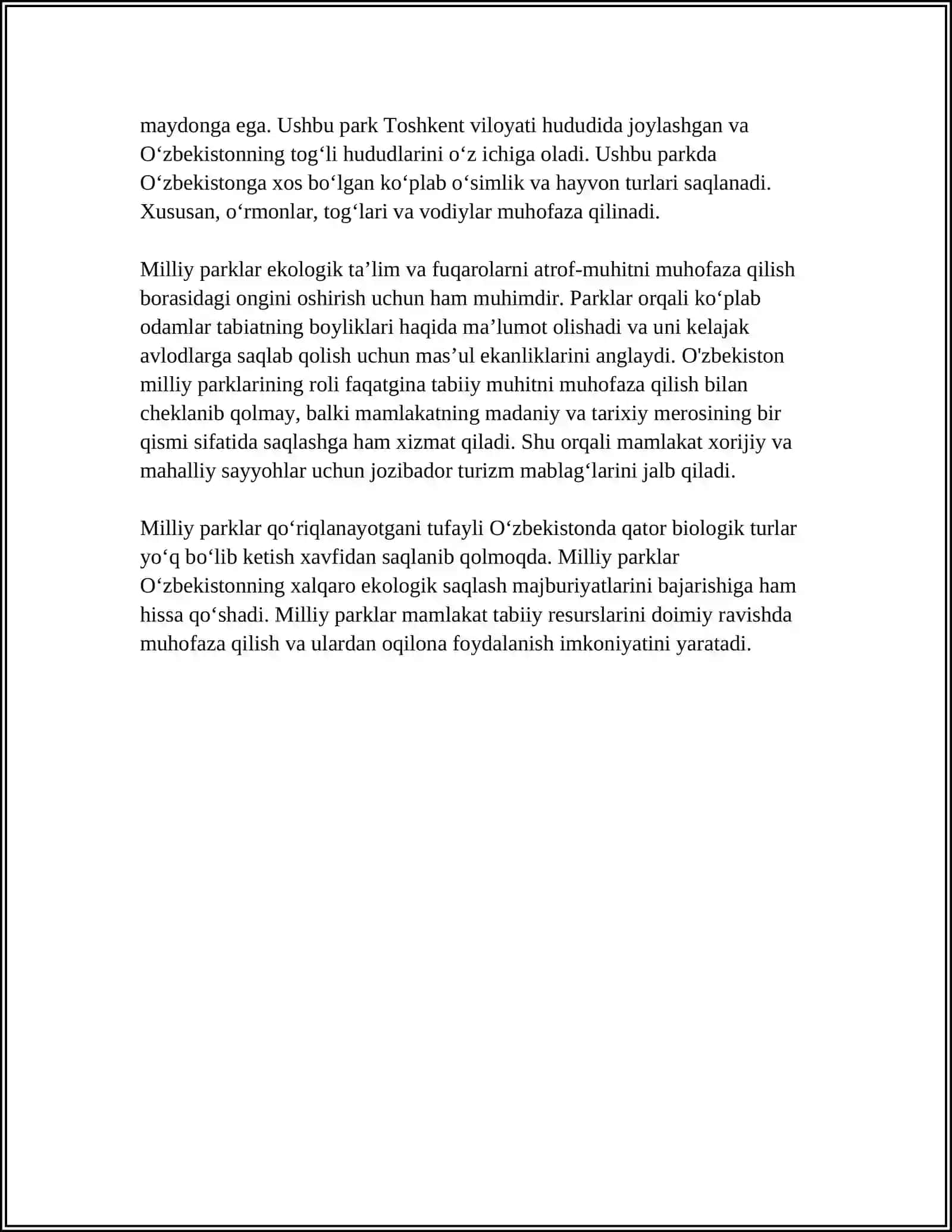 O'zbekiston Respublikasidagi Muhofaza Etiladigan Tabiiy Hududlar va Ularning Atrof-Muhit Muhafazasidagi O'rni 4