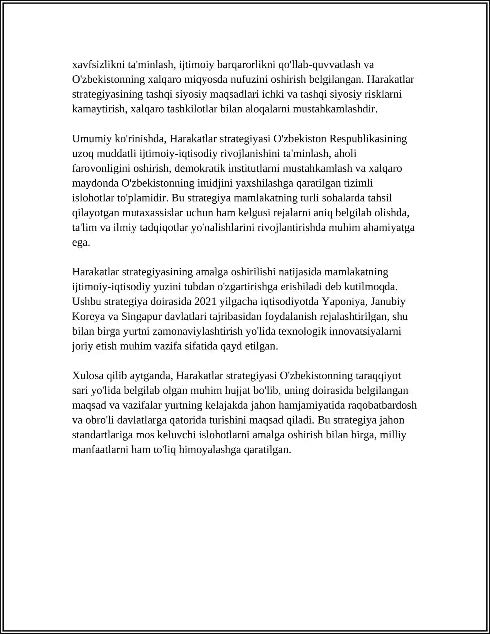 HARAKATLAR STRATEGASIDAN TARAQQIYOT STRATEGASI SARI TAMOILLIK MAZMUN MOHIYATI 4
