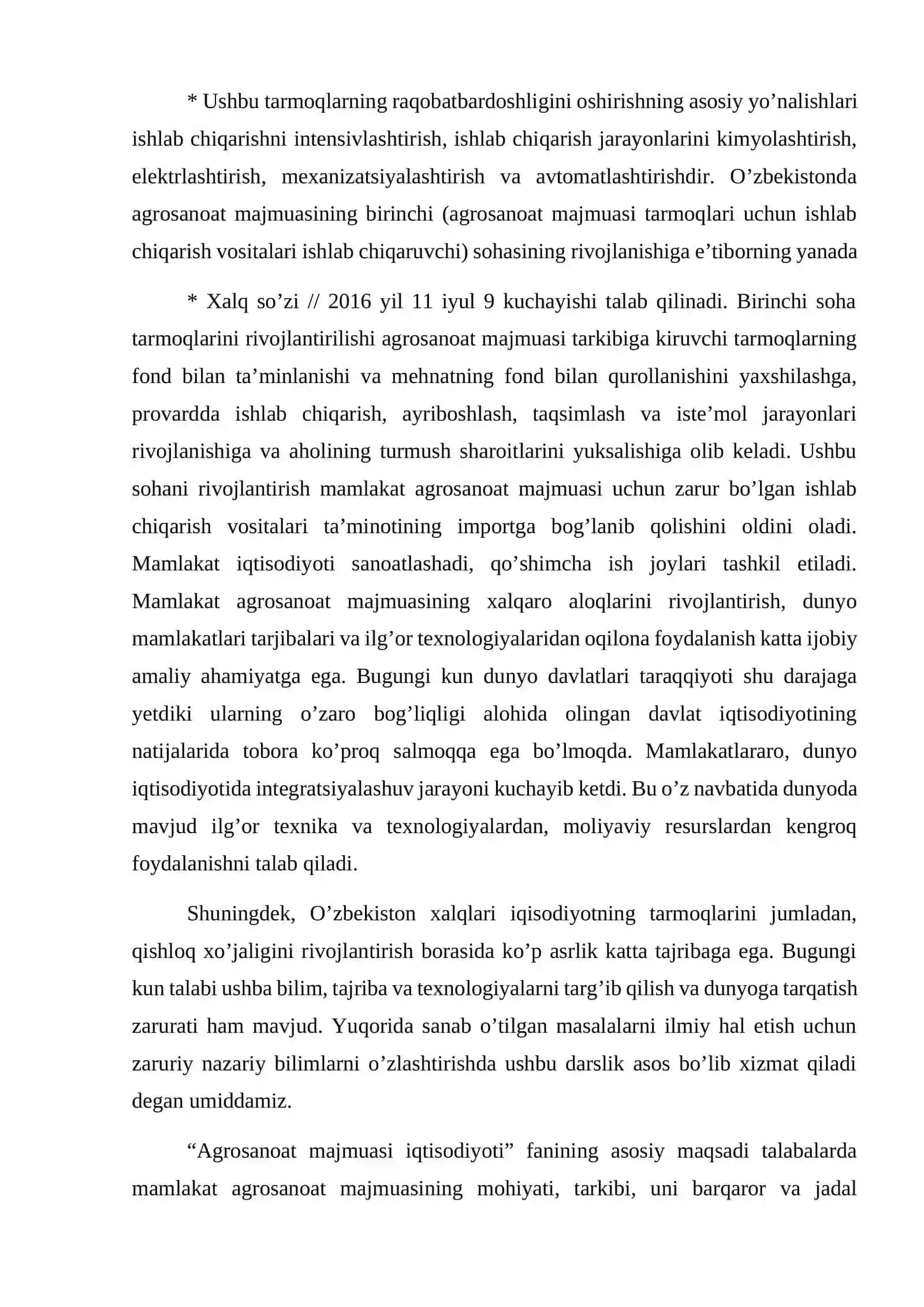 Agrosanoat majmuasida ishlab chiqarish va mahsulot tannarxi 4