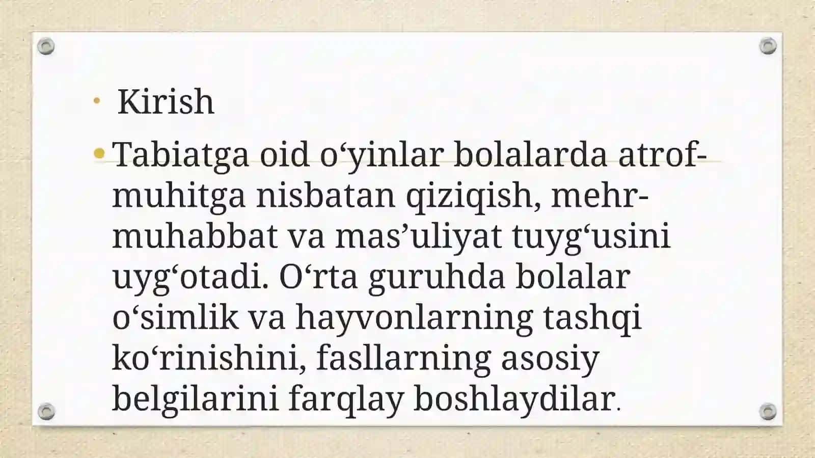 O’rtaguruhdatabiatgaoido’yinlarnitashkiletishningmashg’ulotishlanmalarinituzish 4