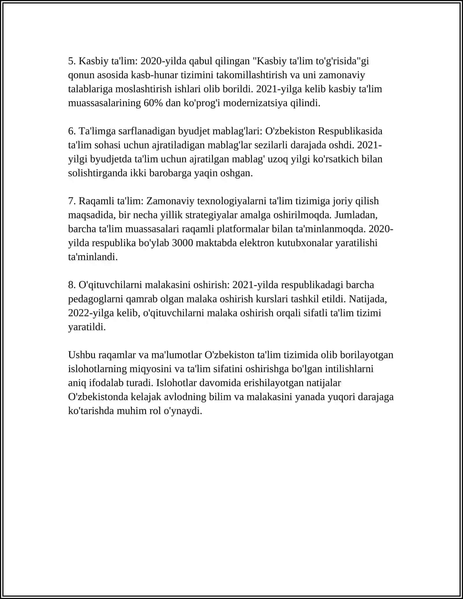 OʻZBEKISTON RESPUBLIKASIDAGI IJTIMOIY SOHADAGI ISLOHOTLAR 4