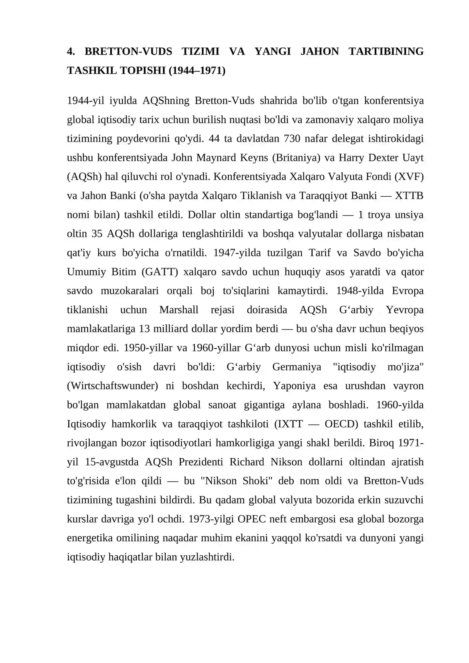 Global Bozorlarning Shakllanishi va Ularning Xususiyatlari  foydalanissh uchun asos 4