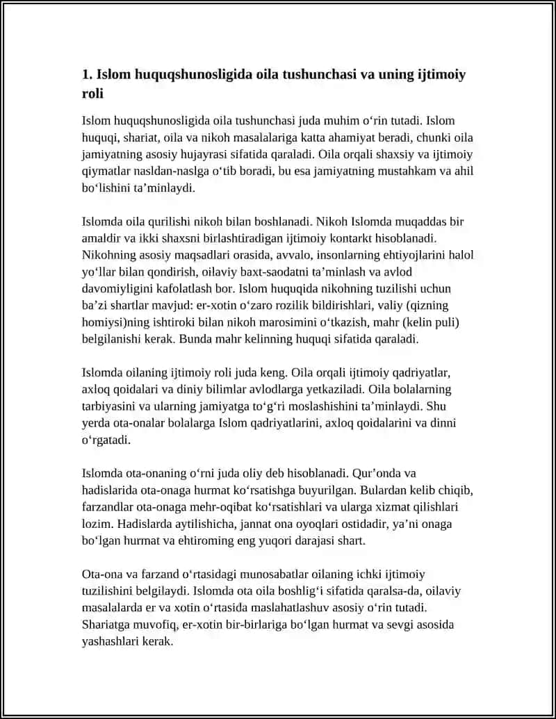 ISLOM HUQUQSHUNOSLIGIDA OILA, NIKOH,TALOQ, IDDA,ZIHOR TUSHUNCHALARI 4
