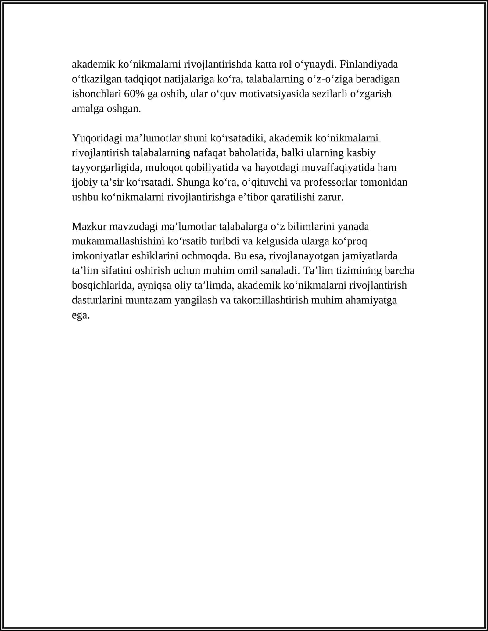 AKADEMIK KO‘NIKMALARNING TALABALAR FAOLIYATIDAGI AHAMIYATI VA DOLZARBLIGI 4