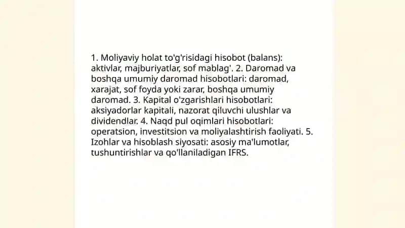 Moliyaviy xisobot taqdim etish Buxgalteriya xisobining xalqaro standarti 4