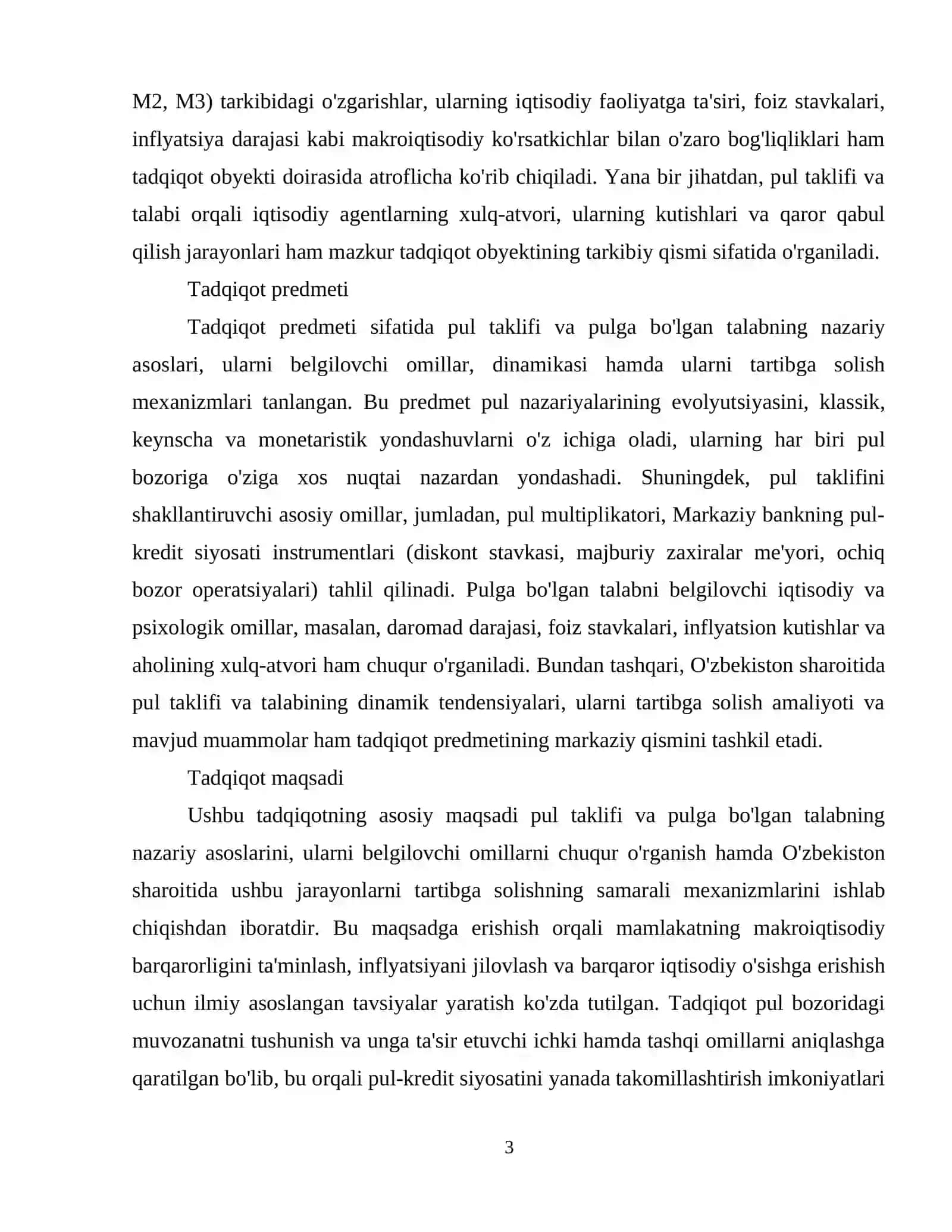 pul taklifi va pulga boʻlgan talab hamda ularni belgilovchi omillar 4