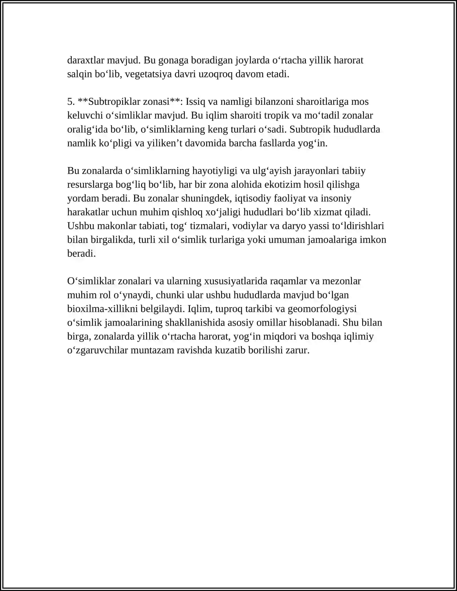 RESPUBLIKAMIZDA O‘SIMLIKLARNING MINTAQALAR BO‘YICHA TARQALISHI 4