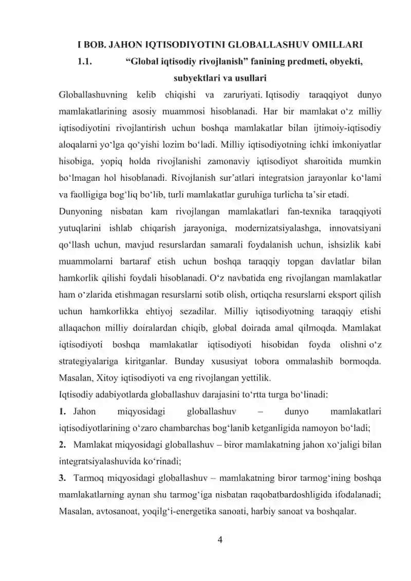 JAHON IQTISODIYOTINI GLOBALLASHUV OMILLARI VA RIVOJLANISH BOSQICHLARI 4