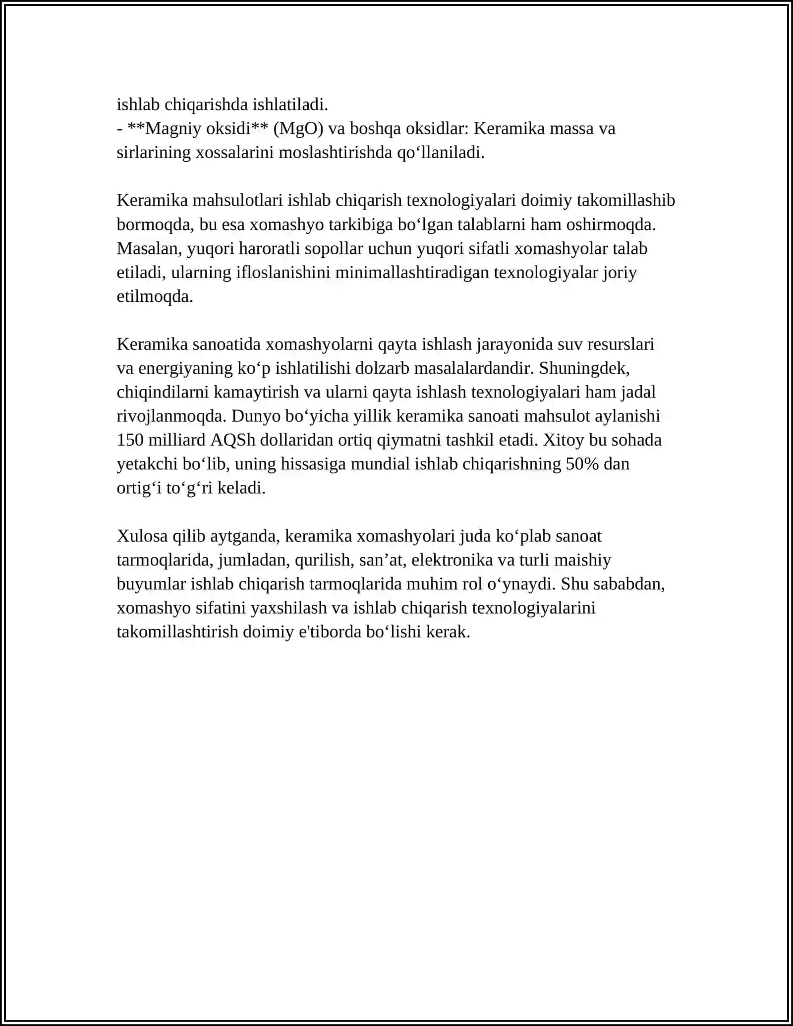 KERAMIK BUYUMLAR ISHLAB CHIQARISH TEXNOLOGIYASI 4