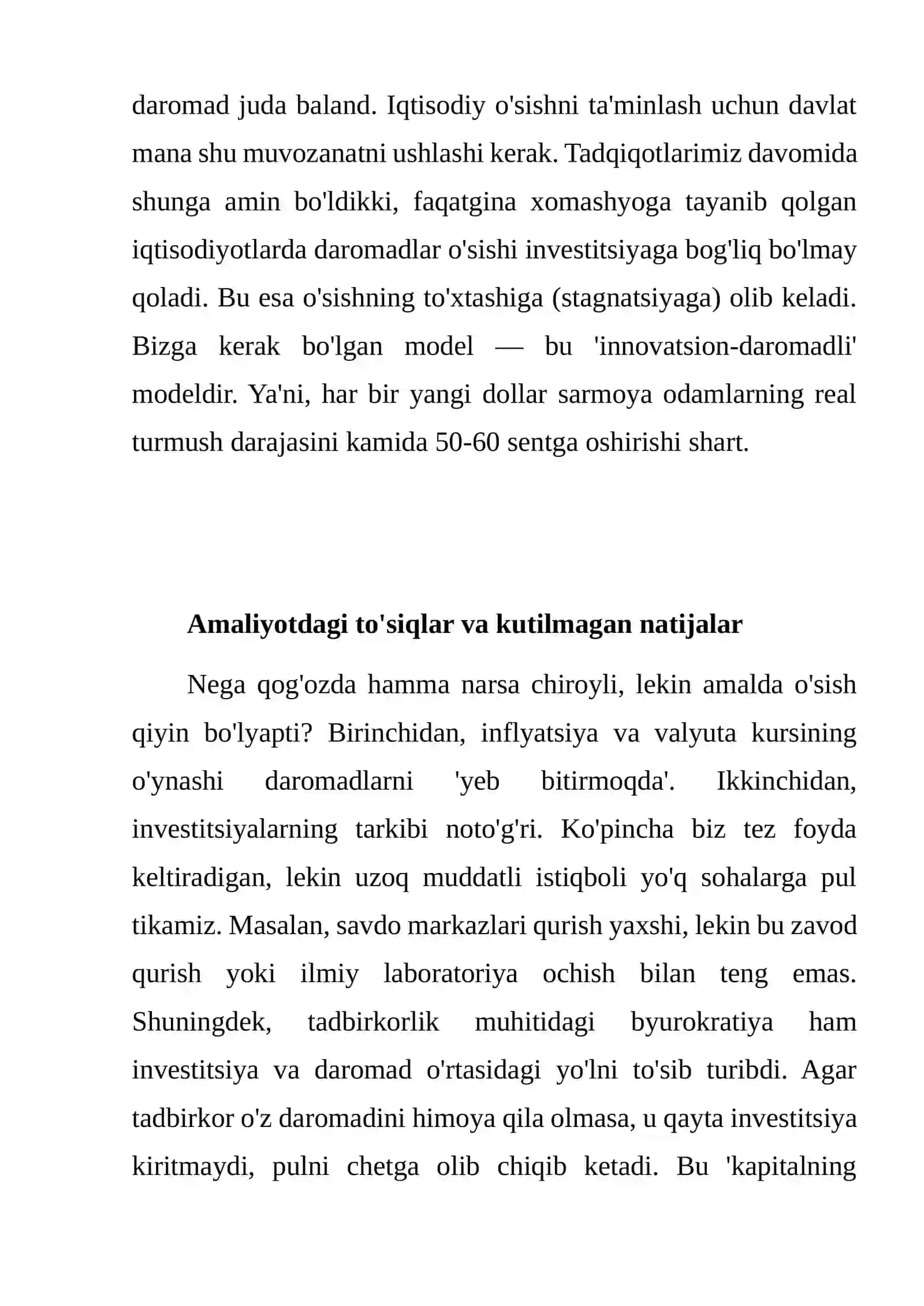 INVESTITSIYA VA DAROMADLARNING IQTISODIY O‘SISHGA TA’SIRI: AMALIY TAHLIL VA MULOHAZALAR 4