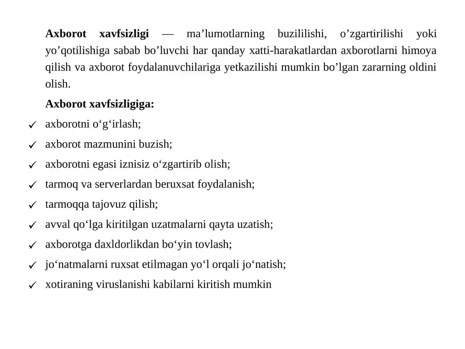 Axborot xavfsizligi tushunchasi va zaruriyati 4