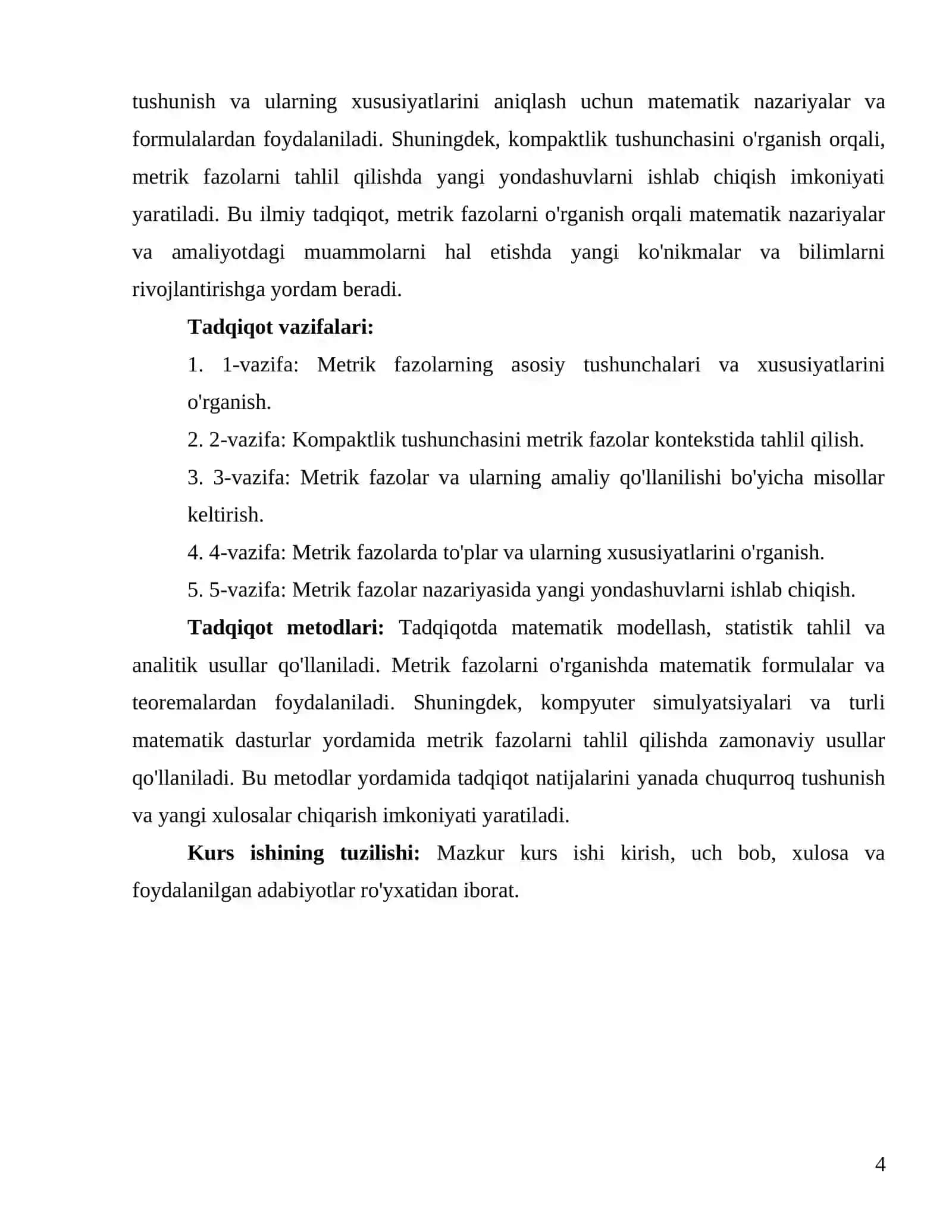 Metrik fazo. Misollar. Metrik fazoda kompaktlilik 4