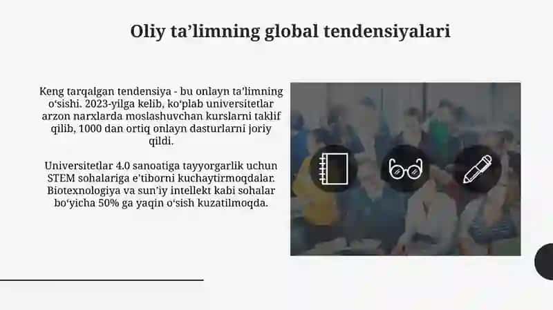 Oliy ta'lim tizimidagi o'zgarishlarning asosiy yo'nalishlari 4