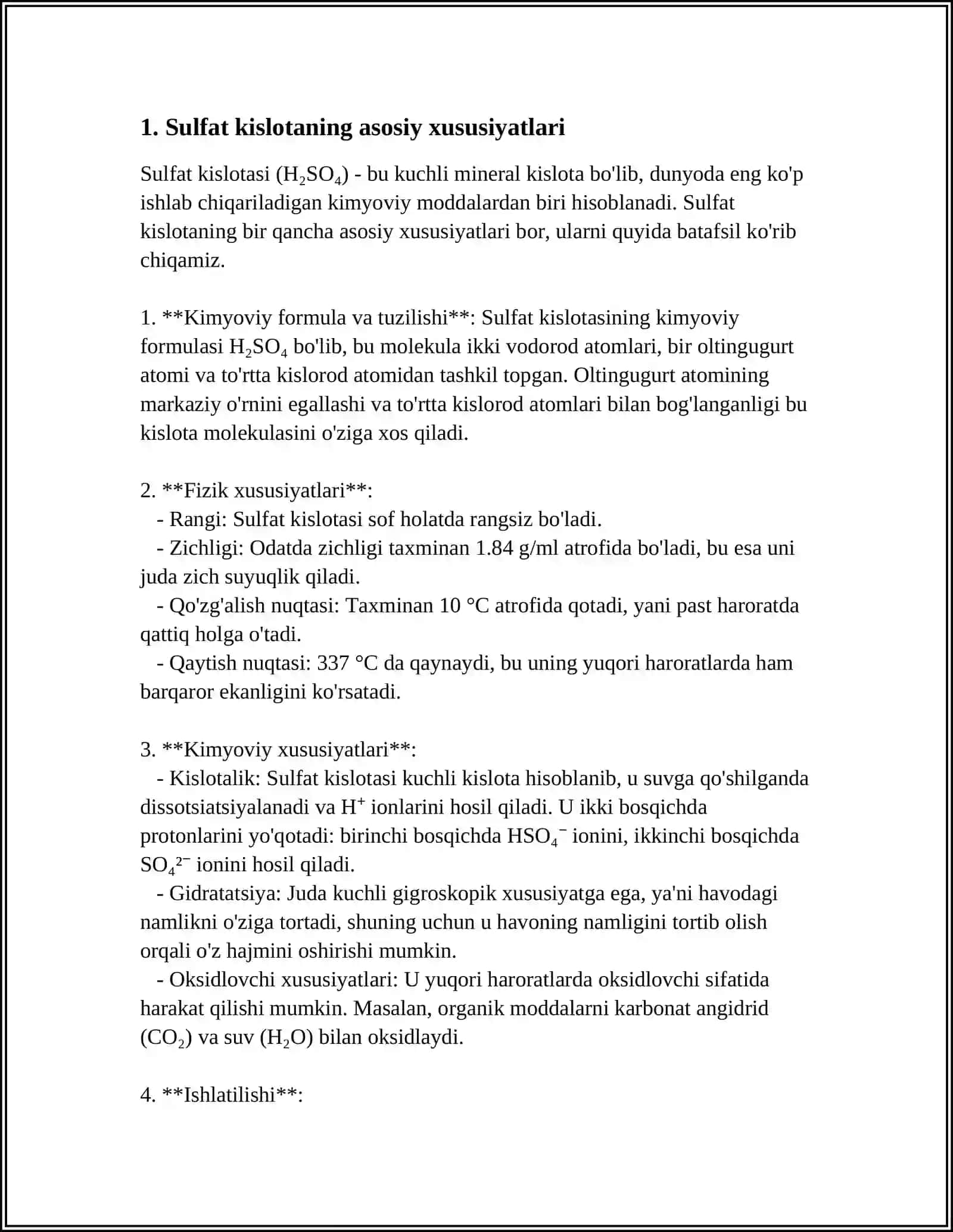 SULFAT KISLOTA ISHLAB CHIQARISHNING MINORALI USULI 4