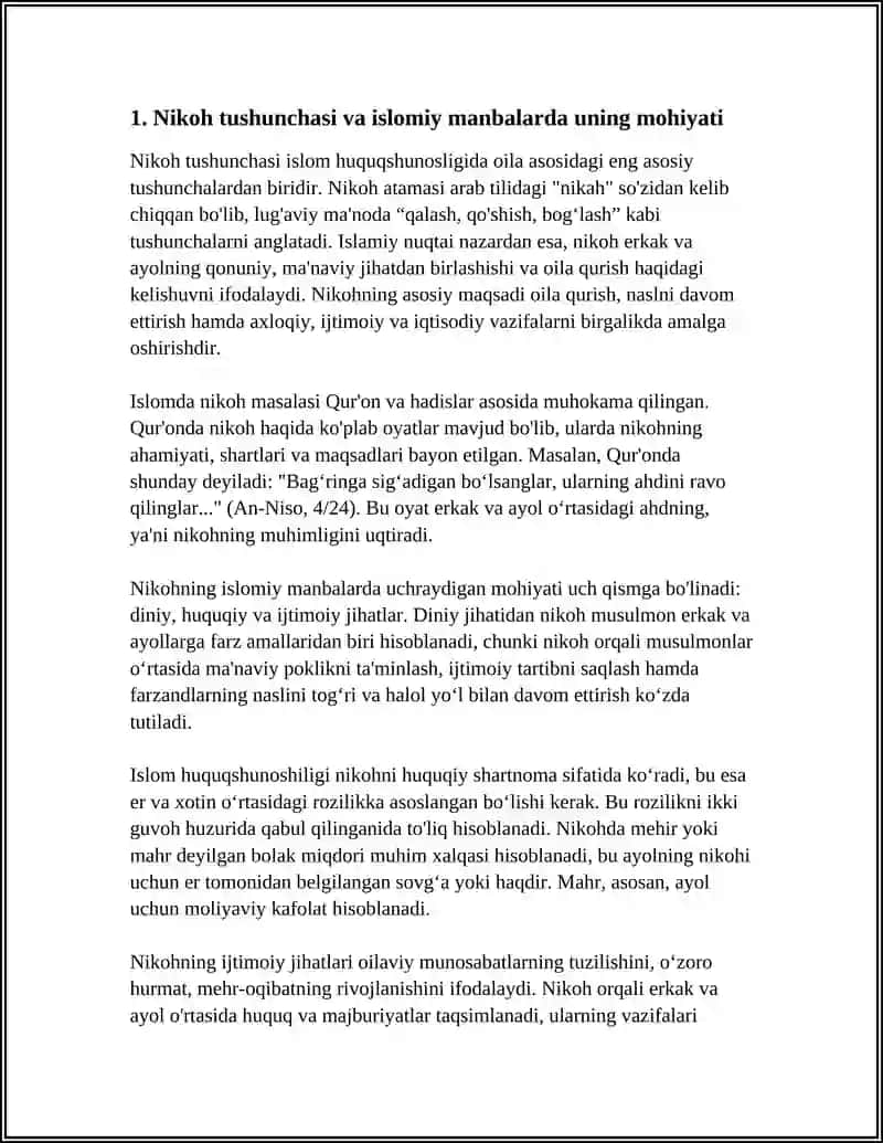 ISLOM HUQUQSHUNOSLIGIDA OILA, NIKOH TUSHUNCHALARI 4