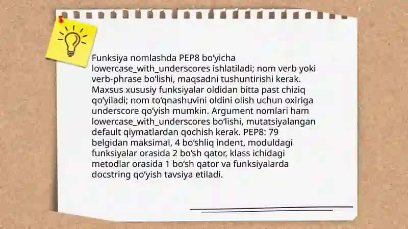 Pythonda funksiya e'lon qilish sintaksisi 4